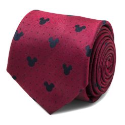 Mickey Mouse Red Pin Dot Mens Tie
