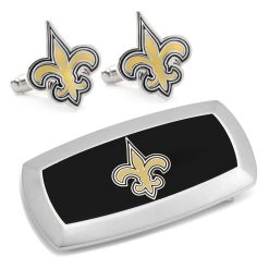 New Orleans Saints Cufflinks and Cushion Money Clip Gift Set