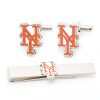 New York Mets Cufflinks and Tie Bar Gift Set