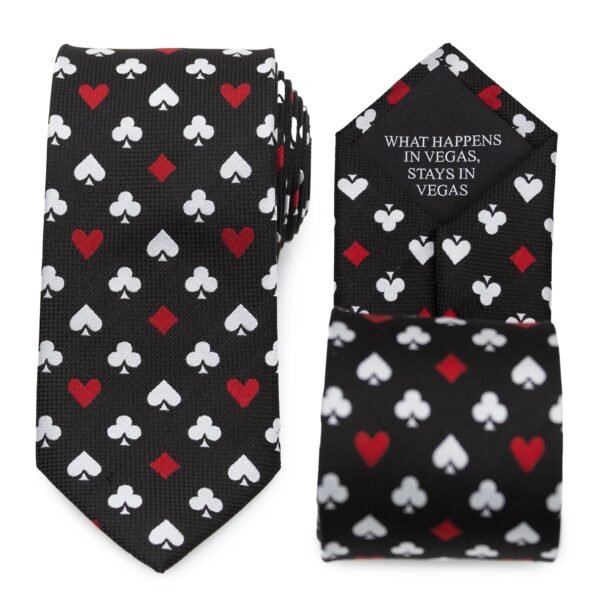 Card Suits Vegas Hidden Message Black Men's Tie