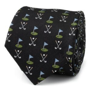 CC-GOLF-BK-TR Golf Course Black Silk Men's Tie
