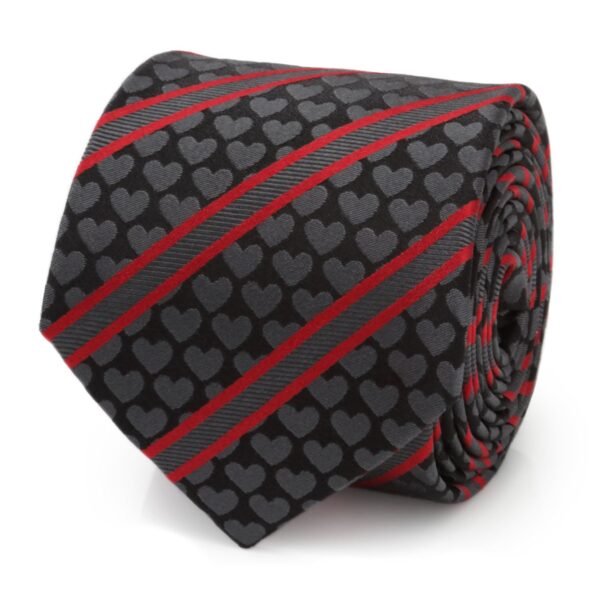 CC-HRTST-BK-TR Black Heart Striped Men's Tie