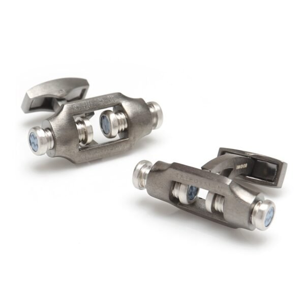 CL8007_0040eb21-a8a5-4621-895c-fec897d34e6d Double Bolt Silver Cufflinks in Black Rhodium