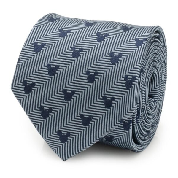 Disney Mickey Mouse Silhouette Blue Herringbone Men's Tie