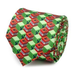 MC-CTIG-TR Minecraft Creeper TNT Isometric Green Men's Tie