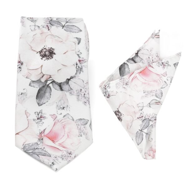 OB-FLR-GRY-NP_5399703a-5d71-465d-b540-4943b2ffbd51 Painted Floral Gray Necktie and Pocket Square Gift Set
