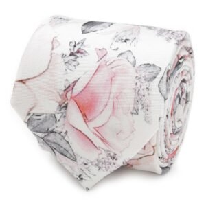 OB-FLR-GRY-TR Painted Floral Gray Silk Men's Tie