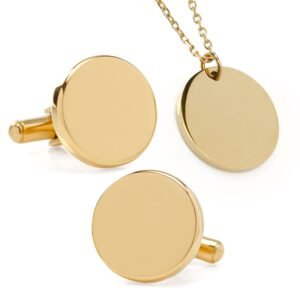 OB-GSTL-EN-CNL_3d363912-09e6-4ec2-b429-b681c8cf6037 Stainless Steel Gold Engravable Necklace and Cufflinks Gift Set