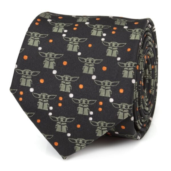 SW-CHLD-BK-TR_cd6942e1-e851-49d2-ae32-bd83ddf87b32 Star Wars Grogu Black and Orange Dotted Tie