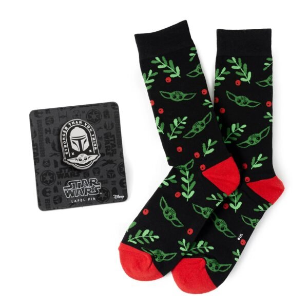 SW-GHBLK-GS_d4293fa0-352e-4b2f-98e3-1af2e86088c0 Star Wars Mandalorian Grogu Holiday Dress Socks and Lapel Pin Gift Set