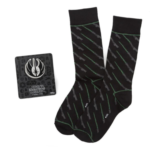 SW-GRLS-GS Star Wars Green LIGHTSABER Dress Socks with Jedi Crest Lapel Pin Gift Set