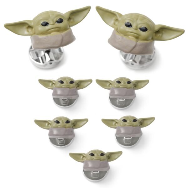 SW-GU-3D-SS Star Wars Grogu 3D Cufflinks and 5-Stud Set