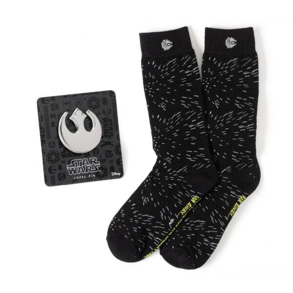 SW-HHMBK-GS Star Wars Hyperspace Black Dress Socks and Rebel Crest Lapel Pin Gift Set