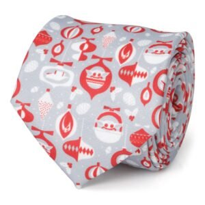 SW-HY-MND-RD-TR Star Wars Mandalorian and Grogu Gray and Red Holiday Tie