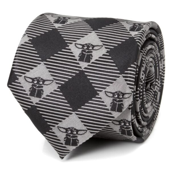 Star Wars Grogu Black Plaid Tie