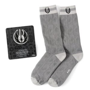 SW-OBGRY-GS Star Wars Obi-Wan Kenobi Gray Socks and Lapel Pin Gift Set