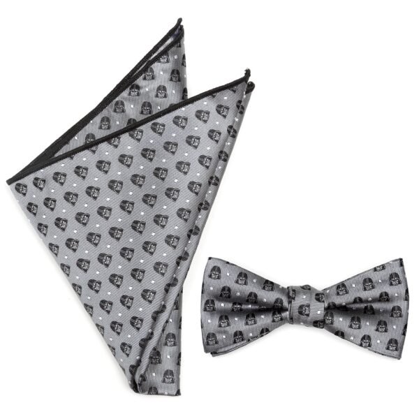 Star Wars Darth Vader Gray Polka Dot Bow Tie and Pocket Square Gift Set